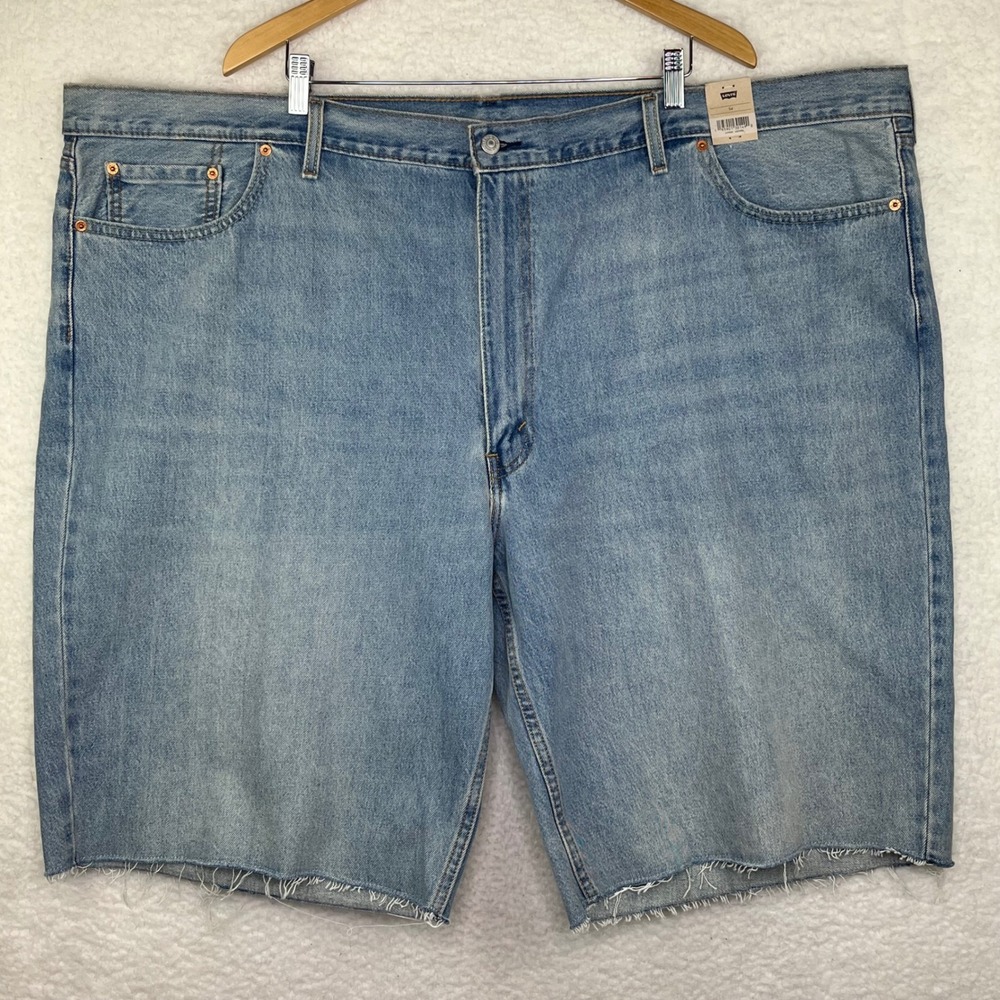 Levis 469 Loose Shorts Mens 54 Light Wash Denim Raw‎ Hem Cut Off Blue Jeans